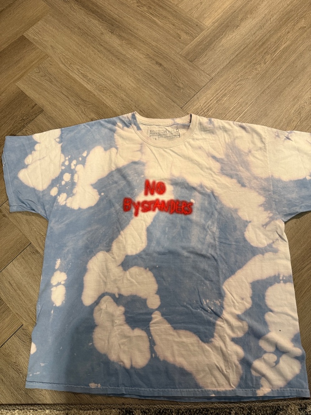 Travis Scott Blue and White Tie-Dye "No Bystanders" Short Sleeve Tee